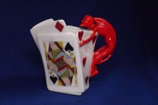 Antique Royal Bayreuth Creamer Devil And Playing Cards No Chips Or Cracks