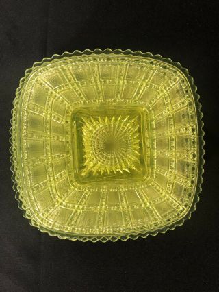 Imperial Glass Depression Vaseline Beaded Block 8” Plates (5) Vintage 1920 - 30s 3