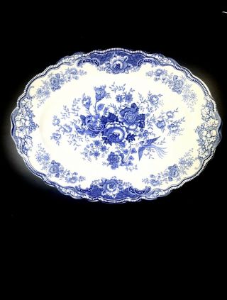 Bristol Crown Ducal England Blue Floral 14 " Oval Serving Platter Perfect