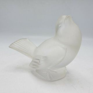 Vintage Signed Lalique French Crystal Frosted Sparrow Bird 4 "