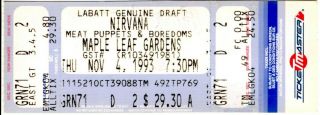 Nirvana Concert Ticket Kurt Cobain 
