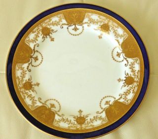Royal Crown Chelsea China Thomas Morris Cobalt Blue And Gold Decoration Plate