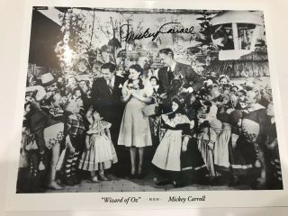 Mickey Carroll Signed Wizard Of Oz 8x10 Photo Photograph Dorothy Munchkin