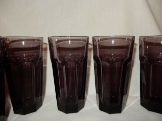Set Of 6 Pierce Amethyst Purple 12 Oz Tumbler Glass Goblet 8 Panel Sided