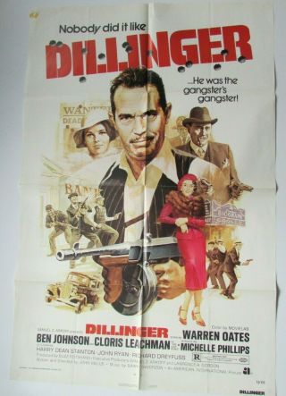 Dillinger 1973 Movie Poster 41 " X 27 " Folded One Sheet