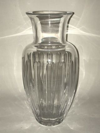 Estate Signed Daum France 9.  5 " Heavy Clear Crystal Vase -