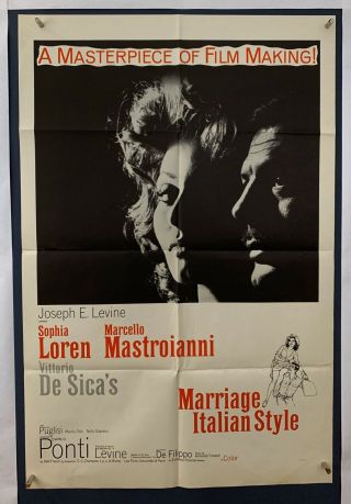Marriage Italian Style Movie Poster (fine) One Sheet 1965 Folded 4485