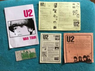 U2 Vintage Concert / Fan Club Memorabilia - War Programme - Ticket Stub - Letter