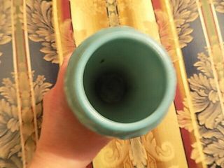 Vintage 1930 ' s Rookwood Pottery Blue Green Matte Vase 2210 7 inches Tall 5