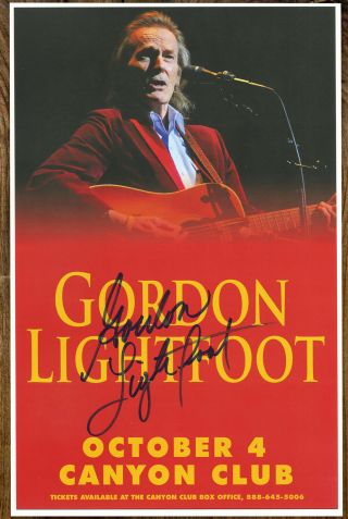 Gordon Lightfoot Autographed Gig Poster The Wreck Of The Edmund Fitzgerald