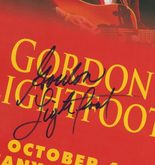 Gordon Lightfoot autographed gig poster The Wreck of the Edmund Fitzgerald 2