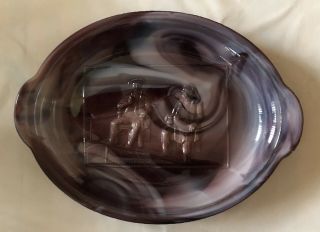 Purple Slag Glass Bread Plate Tam O’shanter Soufar Johnny Antique 19th Century