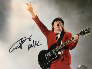 Angus Young Ac Dc Autographed Color Photo W/coa