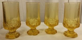 Vintage Fostoria Sorrento Yellow 10oz Iced Tea Water Tumblers/glasses Set Of 4