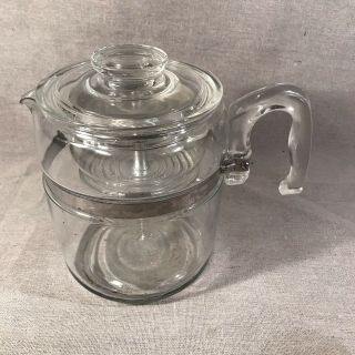 Pyrex Vintage Flame Ware 9 Cup Range Top Coffee Pot Percolator -