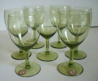 Mid Century Modern Leerdam Set Of 7 Chartreuse Wine Glasses - Exc.  Cond
