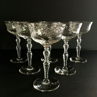 Vintage Libbey Rock Sharpe Salon 1023 Set Of 6 Champagne Cocktail Glasses