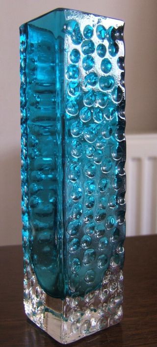 Whitefriars Glass Kingfisher Blue Nailhead Vase Geoffrey Baxter 9683