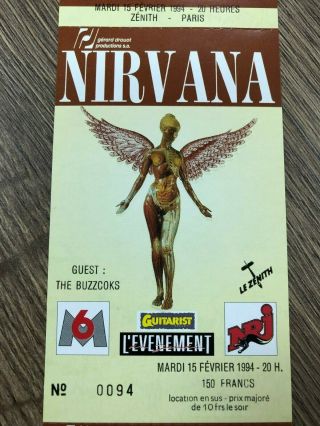 Nirvana cancelled gig ticket for the 15th February 1994 Kurt Cobain 3