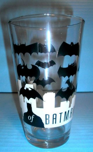 4 Batman Pint Glass Tumblers Evolution Of Logos Collector Series Dc Comics