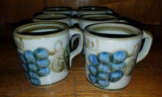 Set Of 6 John B Taylor Ceramics Louisville,  Ky Coffee Mugs Grapes Made In Usa