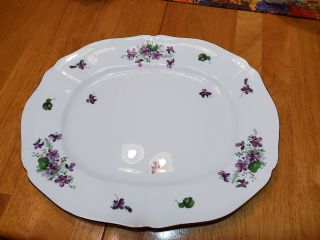 Vintage Adderley Fine Bone China Purple Violets 13.  5 " Platter - England