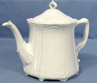 Vintage Tirschenreuth Baronesse Tea Pot W/lid White Porcelain Made In Germany