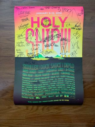 Holy Ship 2014 Poster Signed Rl Grime Diplo What So Not