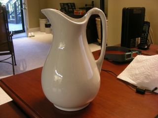 Large Gorgeous Ironstone White Pitcher Marked J & G Meakin England 12 " Tall