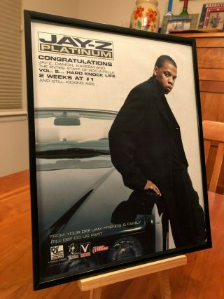 Big 11x14 Framed Jay - Z " Hard Knock Life " Platinum Lp Album Cd Promo Ad