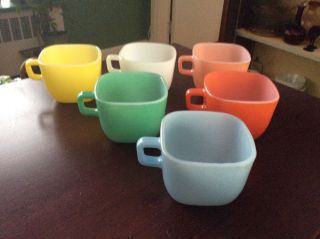 Glasbake Square 6 Lipton Mugs Cups