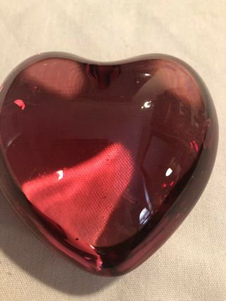 Baccarat Crystal Puffed Heart Paperweight - Red
