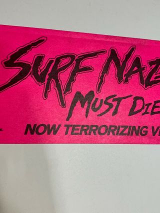 NOS Vintage Surf Nazis Must Die Promotional Bumper Sticker Troma Rare Movie VHS 3