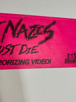 NOS Vintage Surf Nazis Must Die Promotional Bumper Sticker Troma Rare Movie VHS 4