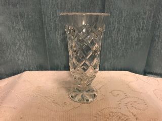 Waterford Kinsale Vase Cut Diamond Pattern Footed 7 " Tall