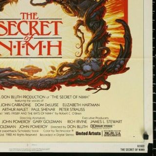 The Secret of NIMH (1982) - movie poster - animation Don Bluth 3