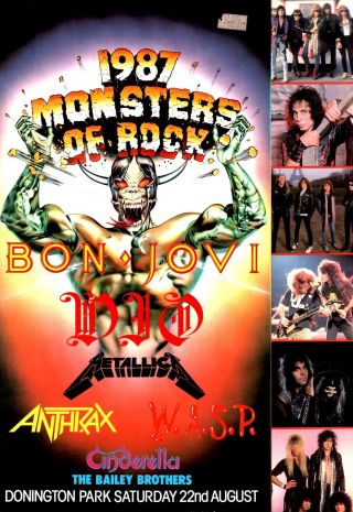 Bon Jovi / Metallica / Dio 1987 Monsters Of Rock Concert Program Book / Vg 2 Ex