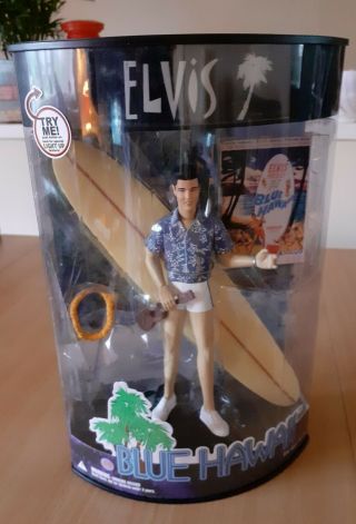 Elvis Presley Blue Hawaii Doll 6.  5 " Boxed With Light Poster & Surf 2000