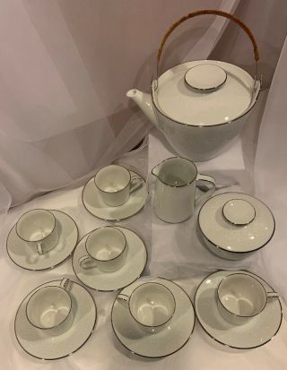 Noritake Reina 6450 Q 17 Pc Demitasse Tea Set Teapot Sugar Creamer Cups Saucers