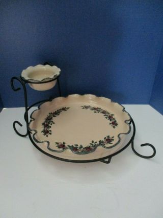 Home & Garden Party - Stoneware - Chip Dip Set W/holder & Extra Plate