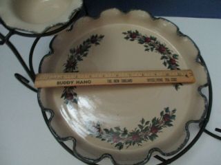 HOME & GARDEN PARTY - Stoneware - CHIP DIP SET w/HOLDER & EXTRA PLATE 3