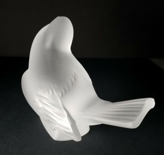 Vintage Lalique Crystal Sparrow Bird Paperweight 11606 Head Up,  Signed,  1946 - 77 5