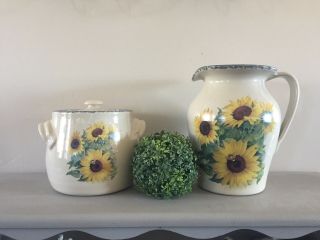 Home And Garden Sunflower Bean Pot And Pitcher Price For Both