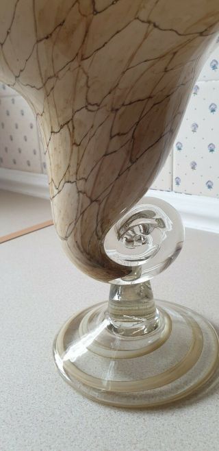 Extra Large Cased Art Glass Cornucopia Vase Murano ? Stunning Shell Trumpet 7