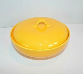 Vintage Homer Laughlin Rythym Yellow Covered Casserole Dish Mcm Fiesta Ware