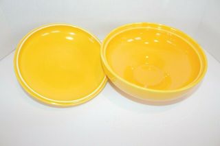 Vintage Homer Laughlin Rythym yellow Covered Casserole dish MCM Fiesta ware 4