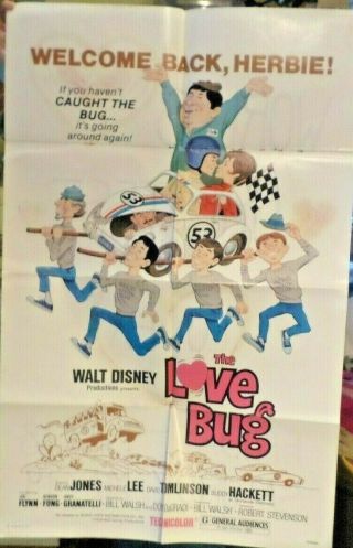 Disney The Love Bug 27x41 Movie Poster 1978 Re - Released Dean Jones Michelle Lee
