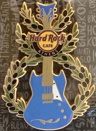 Hard Rock Cafe Athens Greece 2018 Marathon Winner Guitar Pin Olive Wreath Le 300