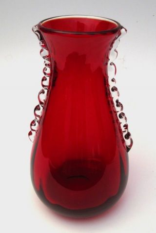 Whitefriars Ruby Red Glass Vase Retro Mid Century Modern 9420 Vintage