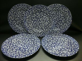 5 Royal Stafford England 11 " Dinner Plates White & Blue Clusters Made In England